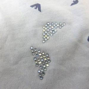 ARMANI JEANS 美品 Tシャツ カットソー ラインストーン ロゴ 半袖 プリント ライトブルー 40 M
