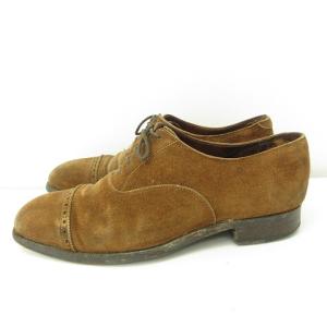 Crockett & Jones スウェード ビジネス シューズ レザーシューズ ドレス 革靴 ストレートチップ レースアップ 茶 ブラウン 5.5 E