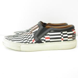 GIVENCHY スリッポン スニーカー シューズ レザー 総柄 イタリア製 白 ホワイト 黒 茶 43 約28cm相当