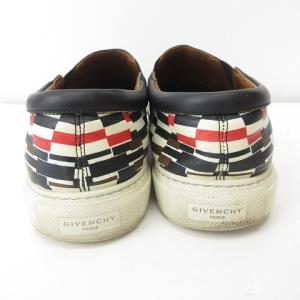 GIVENCHY スリッポン スニーカー シューズ レザー 総柄 イタリア製 白 ホワイト 黒 茶 43 約28cm相当