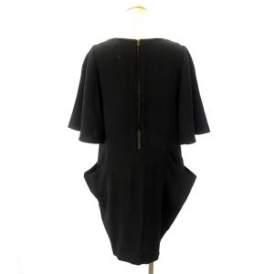 ADORE ワンピース ドレス フリル ひざ丈 ビッグポケット 黒 ブラック 38 M IBO11