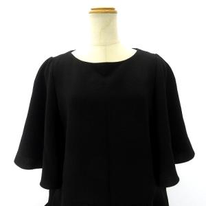 ADORE ワンピース ドレス フリル ひざ丈 ビッグポケット 黒 ブラック 38 M IBO11