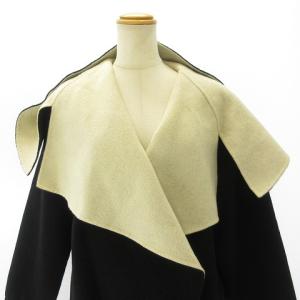 BALLY カシミヤ混 ラップコート ジャケット ウール ビッグカラー 黒 ブラック アイボリー 40 MGY09
