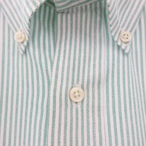 POLO RALPH LAUREN 美品 BDシャツ ボタンダウン ポニーロゴ ストライプ 長袖 ライトグリーン 白 ホワイト 15-32 約M GY09