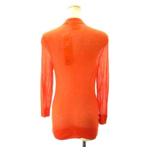 TORY BURCH タグ付き シアー カーディガン ニット 長袖 Tロゴ ゴールドボタン オレンジ S EC