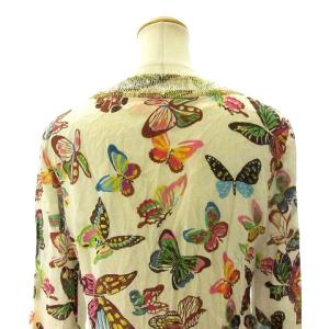 TORY BURCH ワンピース ひざ丈 蝶 ビジュー スキッパー アイボリー マルチカラー 2 約S EC