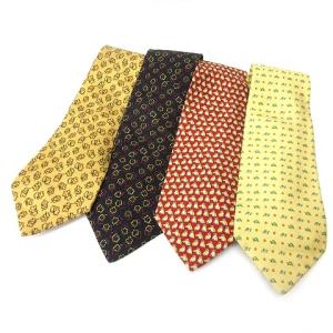 ネクタイ 4本セット まとめ売り リーフ柄 動物柄 ブラック レッド イエロー GY09