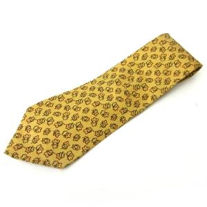 Salvatore Ferragamo ネクタイ 4本セット まとめ売り リーフ柄 動物柄 ブラック レッド イエロー GY09