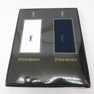 YVES SAINT LAURENT 靴下 10足セット まとめ売り YSLロゴ 刺繍 白 ホワイト ネイビー 25-26cm GY09
