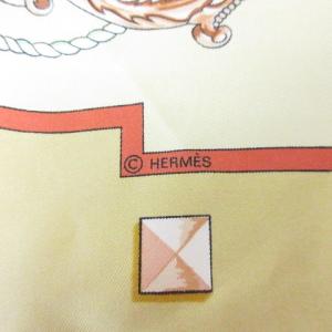 HERMES カレ90 LES CLES スカーフ ストール ショール シルク 鍵柄 イエロー