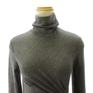 BRUNELLO CUCINELLI カットソー ドレープ タートルネック アシンメトリー 長袖 ウール ダークグレー