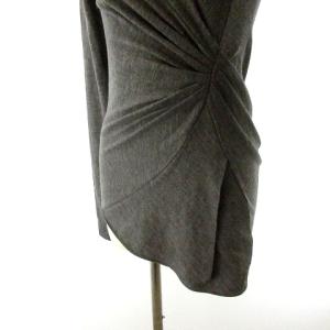 BRUNELLO CUCINELLI カットソー ドレープ タートルネック アシンメトリー 長袖 ウール ダークグレー