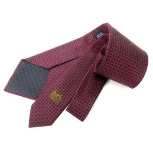 HERMES 美品 ネクタイ レギュラータイ シルク 赤 レッド ネイビー WY