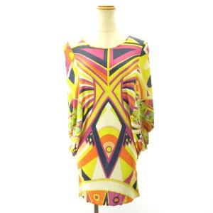 チュニック ワンピース プッチ柄 レーヨン ピンク オレンジ パープル 6 約M GY09