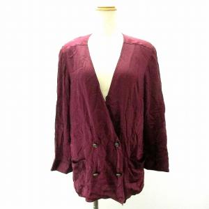 ダブル ジャケット カーディガン 長袖 ワインレッド GY09