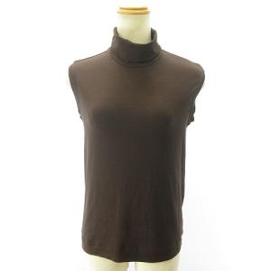 マルジェラ期 シルク ノースリーブ カットソー ハイネック Tシャツ ブラウン系 茶 40 約L GY09