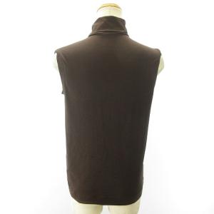 HERMES マルジェラ期 シルク ノースリーブ カットソー ハイネック Tシャツ ブラウン系 茶 40 約L GY09