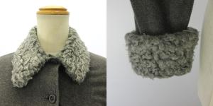 FENDI jeans フリース ブルゾン アンサンブル ボア 38 ダークグレー