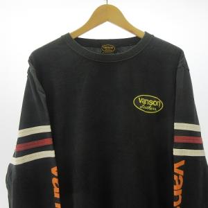 vanson Leathers Tシャツ 長袖 カットソー 胸プリント スター コットン ブラック 黒 Lサイズ GY09