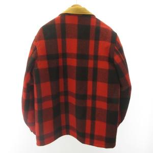 Schott バッファローチェック 中綿 ブルゾン ジャケット USA製 ウール 襟コーデュロイ ワッペン付 赤 黒 L EC