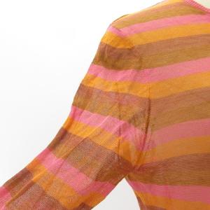 CELINE シアー カットソー ボーダー 長袖 オレンジ ピンク マルチカラー S GY09