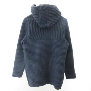 Bark 近年モデル ニット地 ダッフルコート ジャケット フード取り外し可 イタリア製 ウール 青 ブルー S GY09
