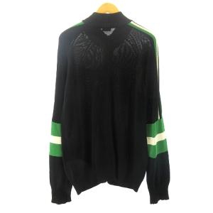 DIESEL ドライバーズ ニット ブルゾン ライン 黒 ブラック グリーン L GY09