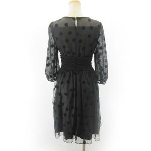 M'S GRACY 美品 チュール ワンピース ドレス ひざ丈 シースルー ベロア 花柄 黒 ブラック 38 M GY09