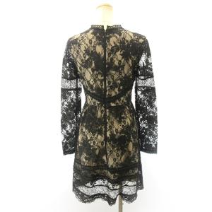 alice + olivia 美品 レース ワンピース ドレス ロング 長袖 黒 ブラック 2 約M GY09