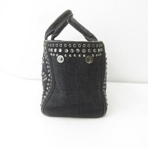 PRADA カナパ デニム トートバッグ ラインストーン ブラック