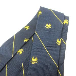 Brooks Brothers 美品 ネクタイ レギュラータイ ストライプ 刺繍 シルク 紺 ネイビー イエロー GY09