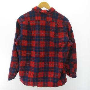 PENDLETON 70's ヴィンテージ ウール オープンカラー シャツ USA製 チェック柄 長袖 赤 紺 L EC