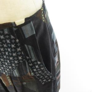 KENZO ベロア ひざ丈 プリーツ スカート 茶 ブラウン 40 M STK