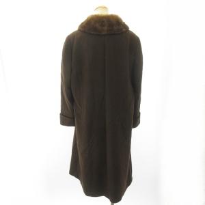 Leilian 美品 カシミヤ × ミンク コート ジャケット ファー 毛皮 茶 ブラウン サイズ13+ 約L-XL EC