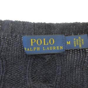 POLO RALPH LAUREN 近年モデル カシミヤ混 ケーブル ニット セーター ネイビー 赤 M EC