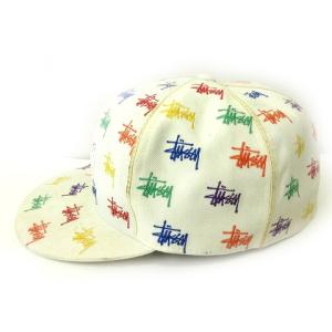 STUSSY 総ロゴ 帽子 キャップ ホワイト マルチカラー GY09