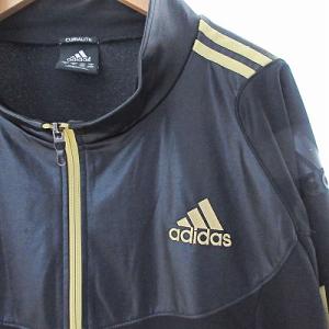 adidas 美品 トラックジャケット ジャージ上 ブルゾン スリーストライプス 黒 黄色 4XO 1120 GY09