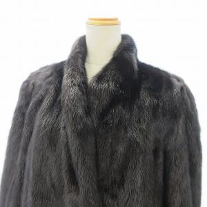 SAGA MINK 銀サガ ミンク コート 毛皮 ジャケット 黒 ブラック 着丈約70cm 11 約M GY09