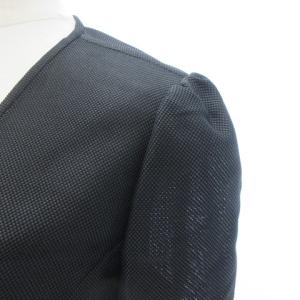 M'S GRACY 近年 美品 ボレロ ジャケット カーディガン 袖リボン ボタンレス 紺 ネイビー 38 M GY09