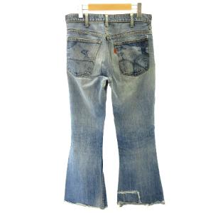 Levi's 646 BIGE 刻印23 ビッグE デニム フレア ベルボトム クラッシュ ライトブルー