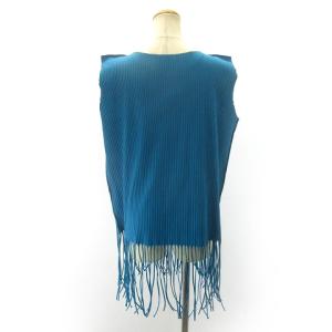 me ISSEY MIYAKE A.POC INSIDE 美品 フリンジ ノースリーブ カットソー MI92KK519 ターコイズブルー F