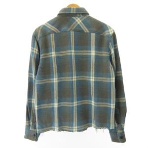 RRL チェック シャツ 長袖 カットオフ ブルー グレー M インド製 STK
