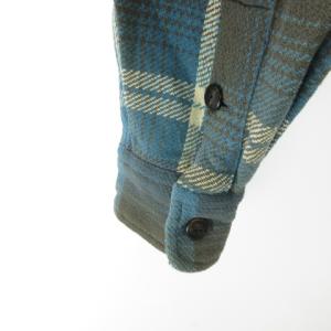 RRL チェック シャツ 長袖 カットオフ ブルー グレー M インド製 STK