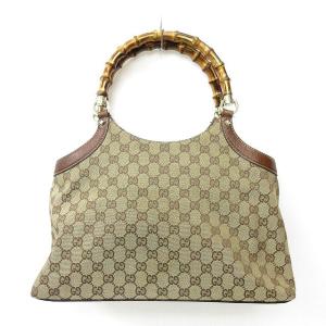 GUCCI 137395 バンブー トートバッグ GGキャンバス ベージュ