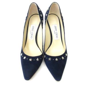 JIMMY CHOO ROMY 85 パンプス スタースタッズ スウェード ネイビー 36 1