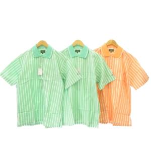 GOLF ゴルフウエア ポロシャツ ストライプ 3枚セット 半袖 緑 グリーン オレンジ M EC