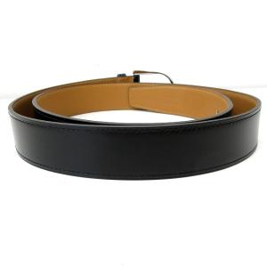 HERMES 18年 レザーベルト ハトメ シルバー金具 C刻印 ブラック 95