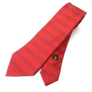ネクタイ レギュラータイ シルク モノグラム LVロゴ 赤 レッド