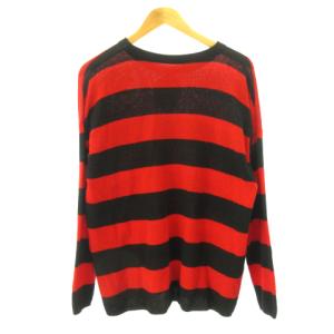 lucien pellat finet カシミヤ プルオーバー ニット ボーダー スパンコール レッド ネイビー XXS