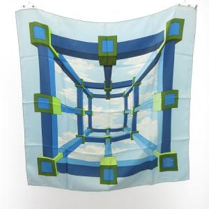 カレ90 Cassandre スカーフ シルク ブルー系